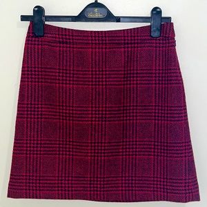 Brooks Brothers Red Fleece Navy & Red Houndstooth Wool A Line Mini Skirt Size 0